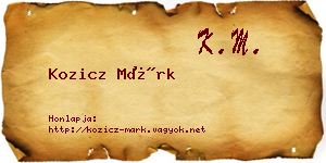 Kozicz Márk névjegykártya